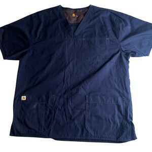 Carhartt Navy Blue Scrub Top | Unisex Large |Workwear Medical Utility